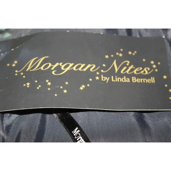 Morgan Nites Sz 8 Black Lined Tiered Ruffled 100% Poly Acetate Dress - Picture 7 of 7